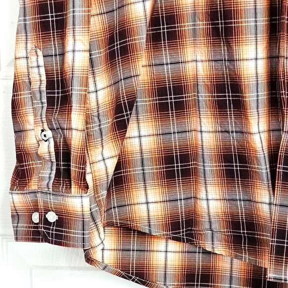 Cinch Men's Orange‎ Brown Western Button Down Shirt Large Rodeo Ranch Cowboy - Picture 4 of 9